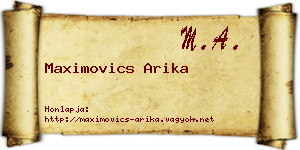 Maximovics Arika névjegykártya
